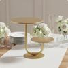 Soporte para Tartas de Dos Pisos Borde Dorado de Encaje Base Estable Set de Exhibición de Postres para Estilo de Boda