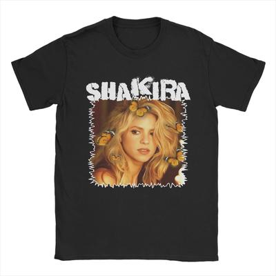 Men's Singer Shakira T Shirts  Cotton Clothes Amazing Short Sleeve Crewneck Tees Big Size T-Shirts