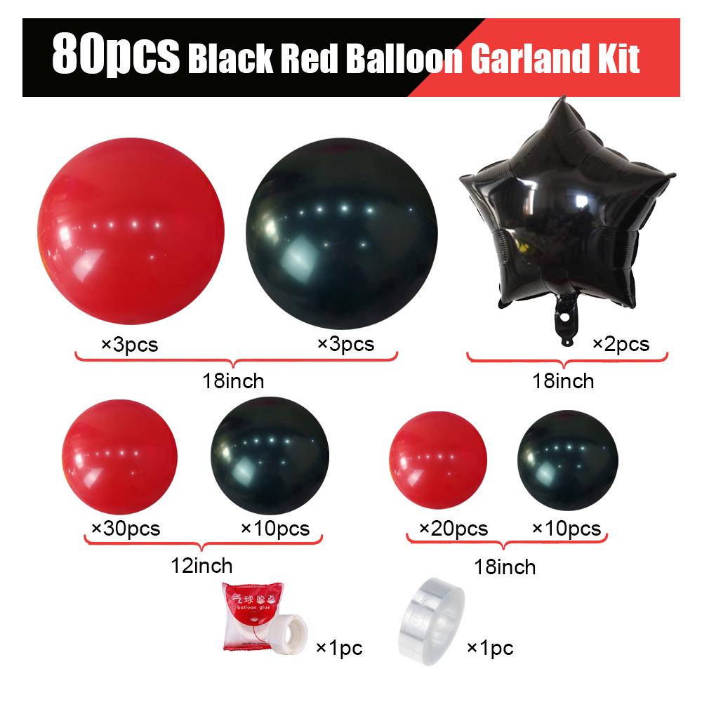 

80pcs Black Red Theme Wedding Balloon Birthday Party Decoration Set Men s Birthday Anniversary Theme Background Decoration 1set