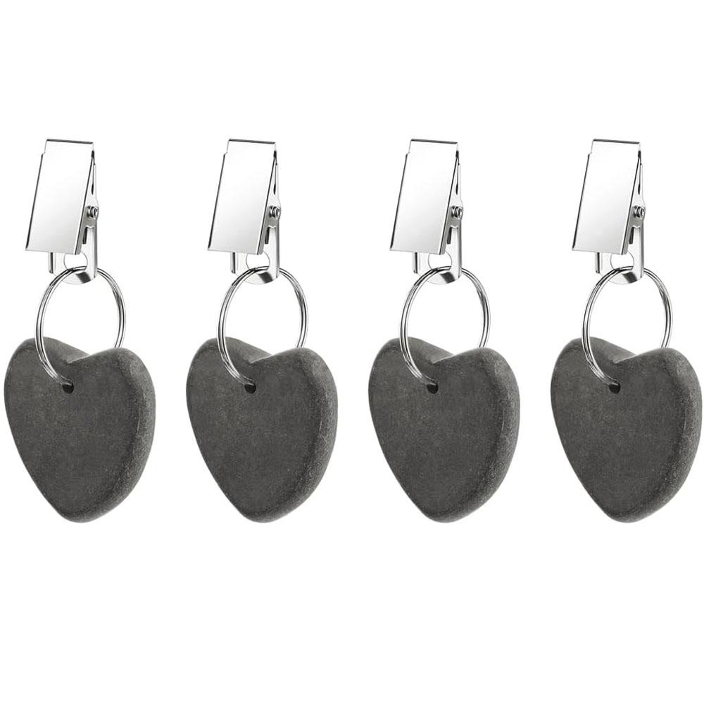 4PCS Tablecloth Weights Outdoor Table Cloth Weights Teardrop Shape Pendant Stones with Metal Clips Marble Table Cover Weights