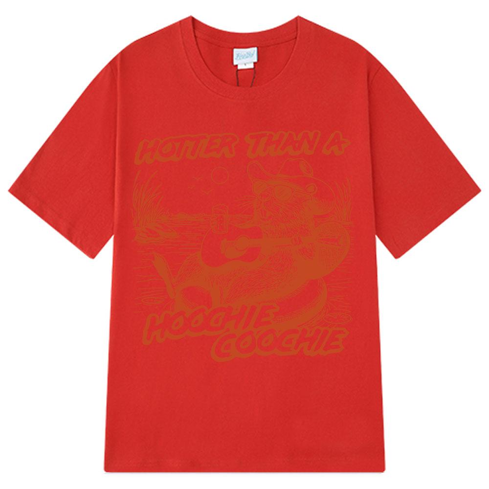2025 Summer Hotter Than A Hoochie Coochie Cute Beaver Beach 90s Country Music Men Women Vintage Cotton Breathable Tshirts Y2k