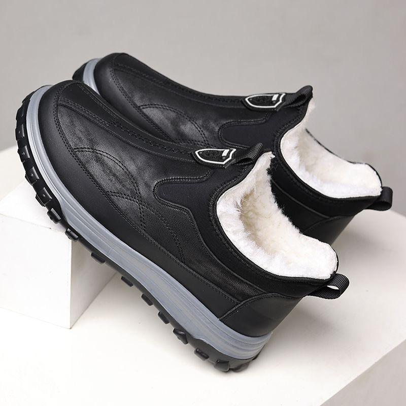 Winter Cotton Shoes New Velvet Thickened One-pedal Men's Shoes Help Keep Warm Snow Boots Cold-resistant Dad Shoes