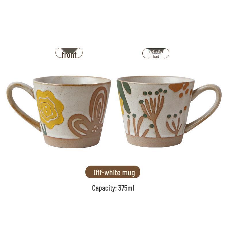 Retro Hand-Painted Floral Ceramic Mug