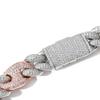 Hip Hop Jewelry 20mm Chunky Bling CZ Iced Out Pig Nose Cuban Link Chain Two Tone Bracelet for Men