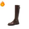 Autumn Winter Belt Buckle Women Knight High Boots Street Style Ladies Short Plush Slim Long Booties Botas De Inverno Feminina