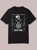 Graphic Print Casual T-shirt - Skull & Crossed Rifles Design