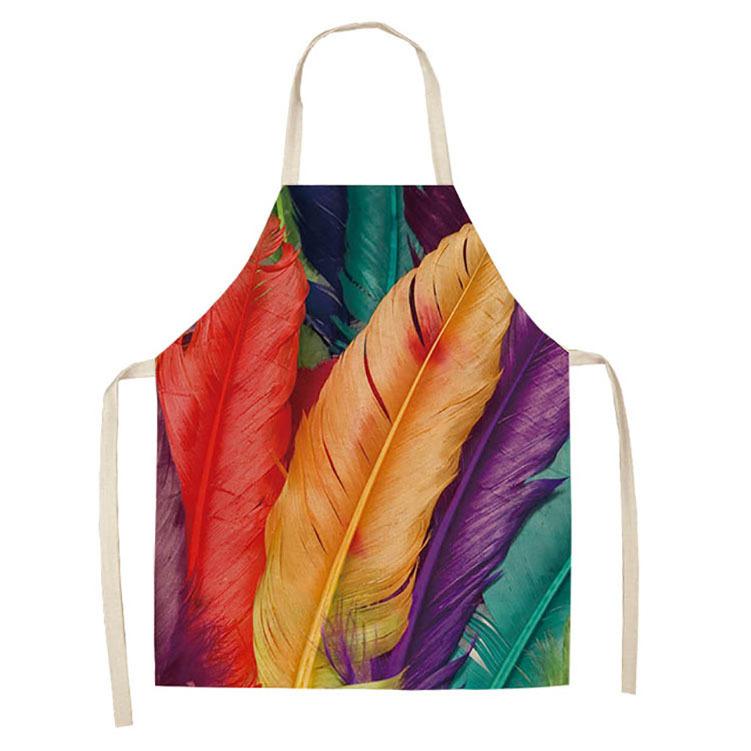 1Pcs Kitchen Apron Rainbow Colorful Geometric Printed Sleeveless Cotton Linen Aprons for Men Women Home Cleaning Tools 55*68cm