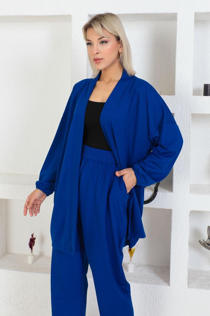 Stil Femei Mari Marime Sub-Super Echipă Costum Plus Marime Crep Cu Jachetă Și Pantaloni