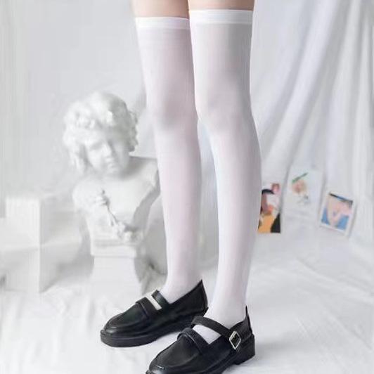 Socks Women'S Summer Thin Stockings Micro-Pressure Calf Socks Thin Leg Jk Knee Socks Black And White Stockings Zhuji Socks