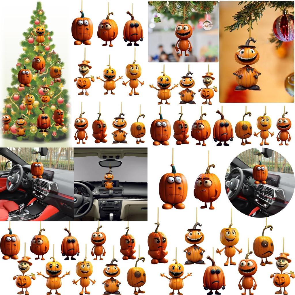 Acrylic Pumpkin Car Hanging Pendant With Cartoon Style Halloween Decoration For Car Interior