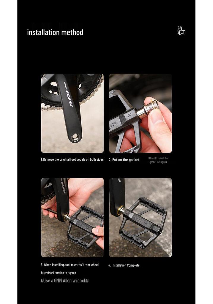 GUB GC-072 Carbon Fiber Pedals: Mountain/Road Bike Anti-Slip Titanium Alloy with Triple Bearings.