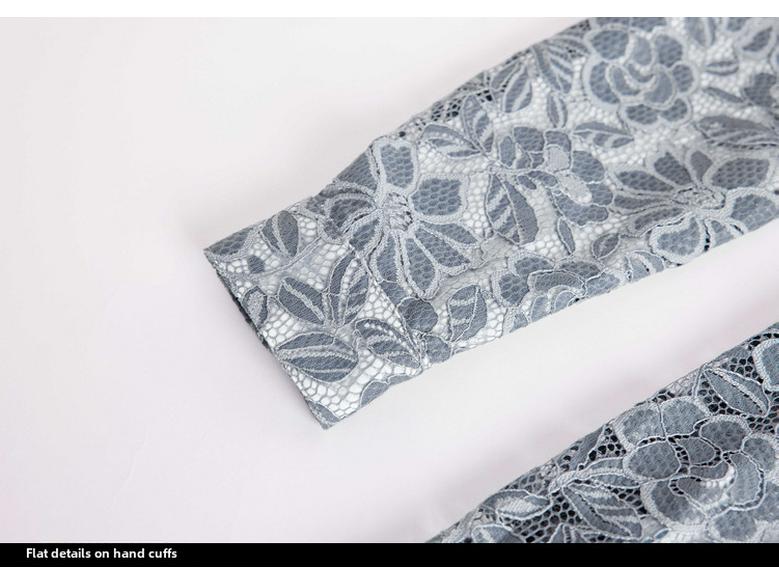 Φόρεμα Καρντιγκάν με Κεντητό Λουλούδι Μεγάλο Μέγεθος - Ελαφρύ Ώριμο Στυλ, Χρώμα Αντίθεσης, Συλλογή Άνοιξη/Φθινόπωρο 2015 για Γυναίκες με Πλούσιες Καμπύλες