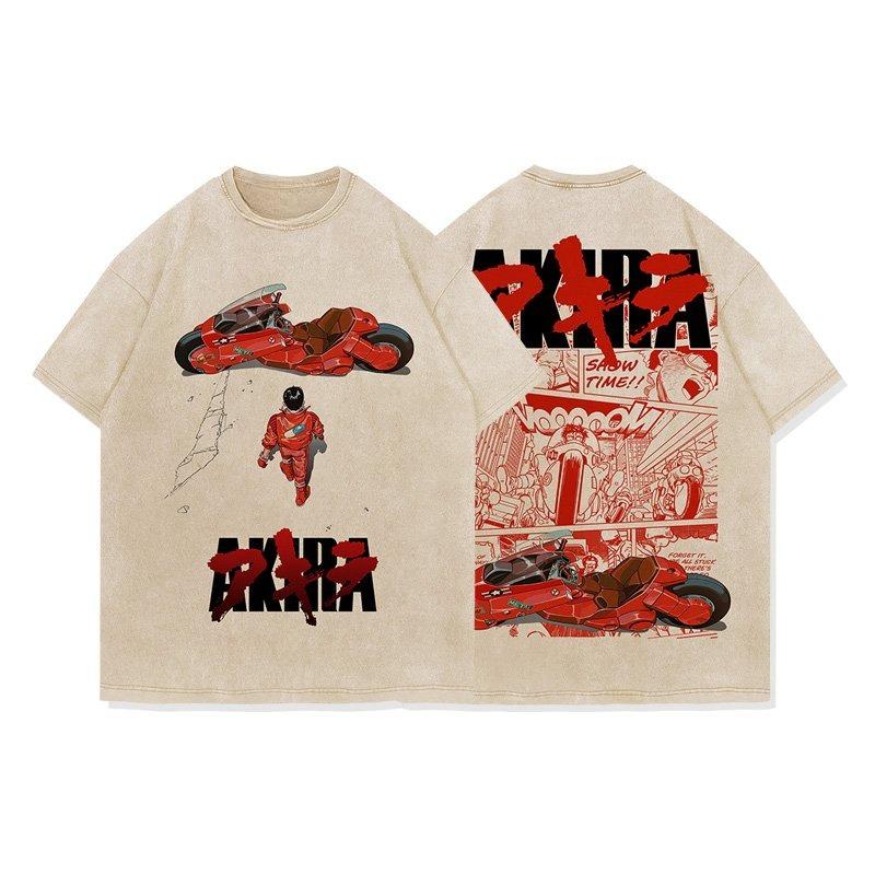 Akira Anime Men's Short-Sleeve T-Shirt Printed T-Shirt Street Style Retro Summer Casual Top Japanese Comic Style Y2K Clothing