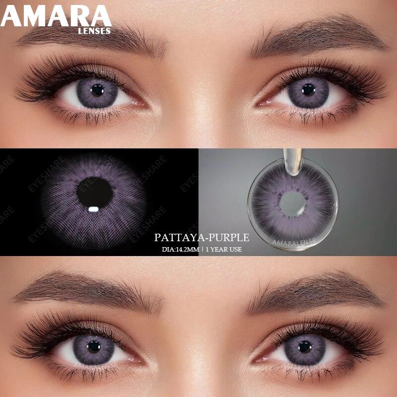 AMARA Blue Colored Contact Lenses for Big Eyes Fashion Lenses Cosmetic Soft Eye Beauty Pupils with Lens Case Exclusive Styles
