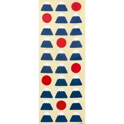 Hamamonyo Tenugui Japanische Flagge und Fuji Beige Design,