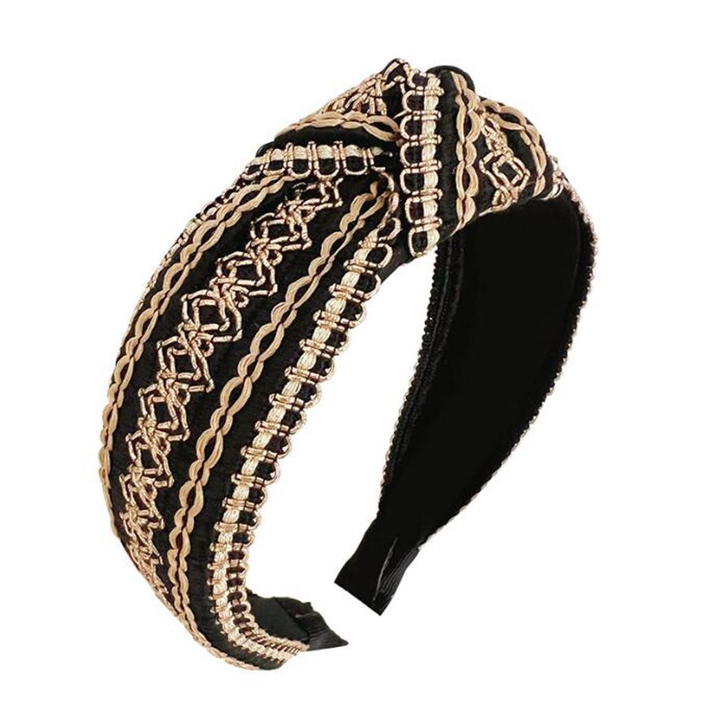 PROLY New Fashion Women Headband Center Knot Vintage Folk-custom Hairband Bohemia Turban Wide Side Hair Accessories