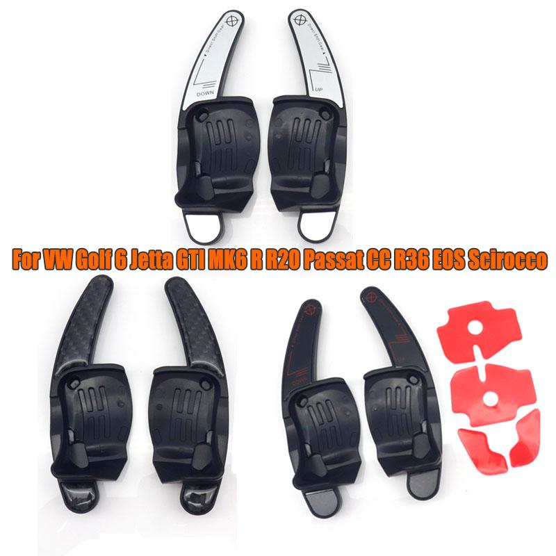 2Pcs For VW CC Golf 6 Passat B6 Jetta MK5 Car Steering Wheel Shifter Paddle Extensions ABS Blade Black Silver Auto Part