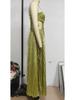 Elegant One-Shoulder Pleated Evening Dress with Waist Cutout - Spring/Summer Style