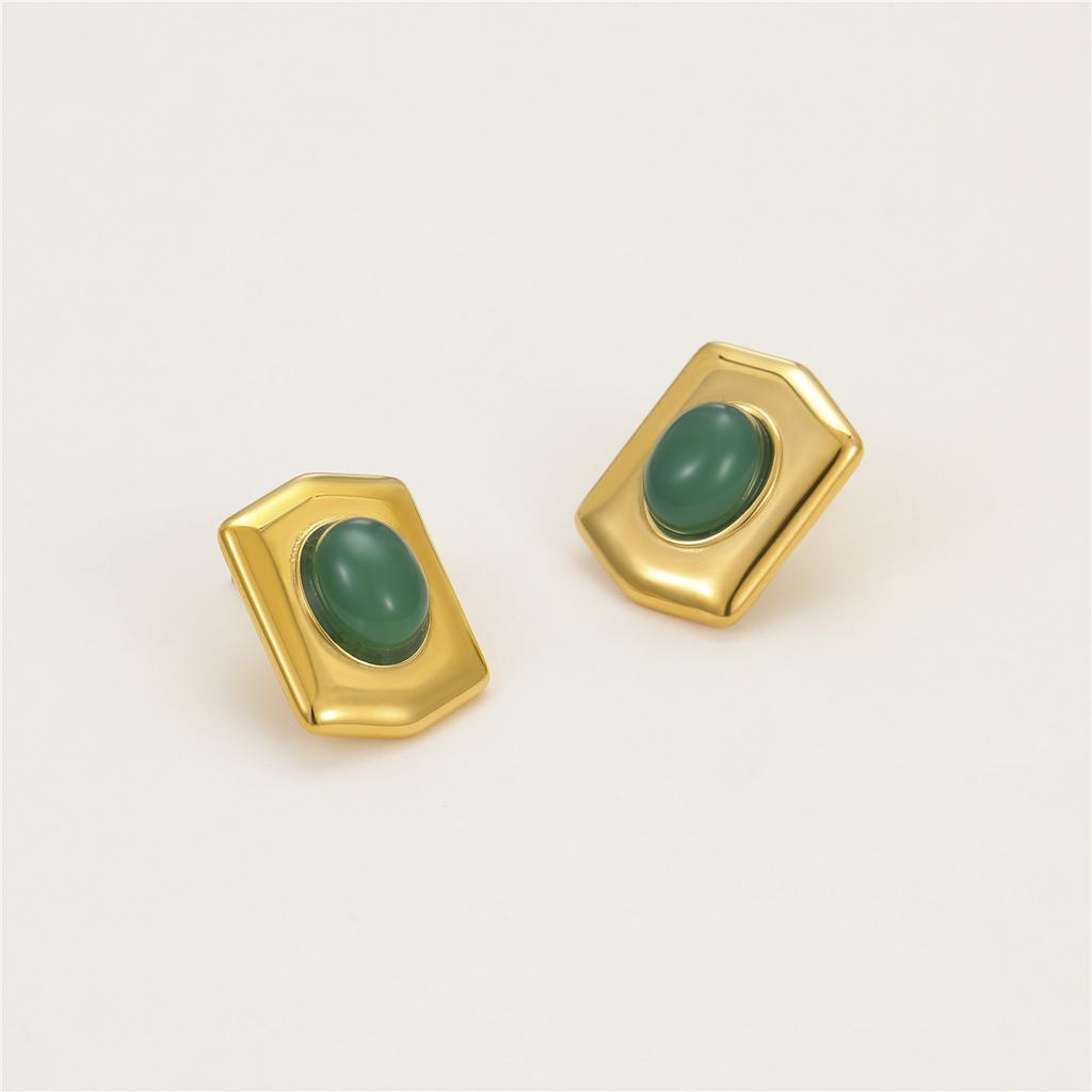 GEMCHIC Women's 18K Gold Plated Stainless Steel Geometric Hexagon Shield Earrings Vintage Fashion Personality Earrings
