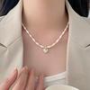Fantasy Heart Shaped Pearl Necklace for Women French Romantic High Grade Princess Style Collar Chain