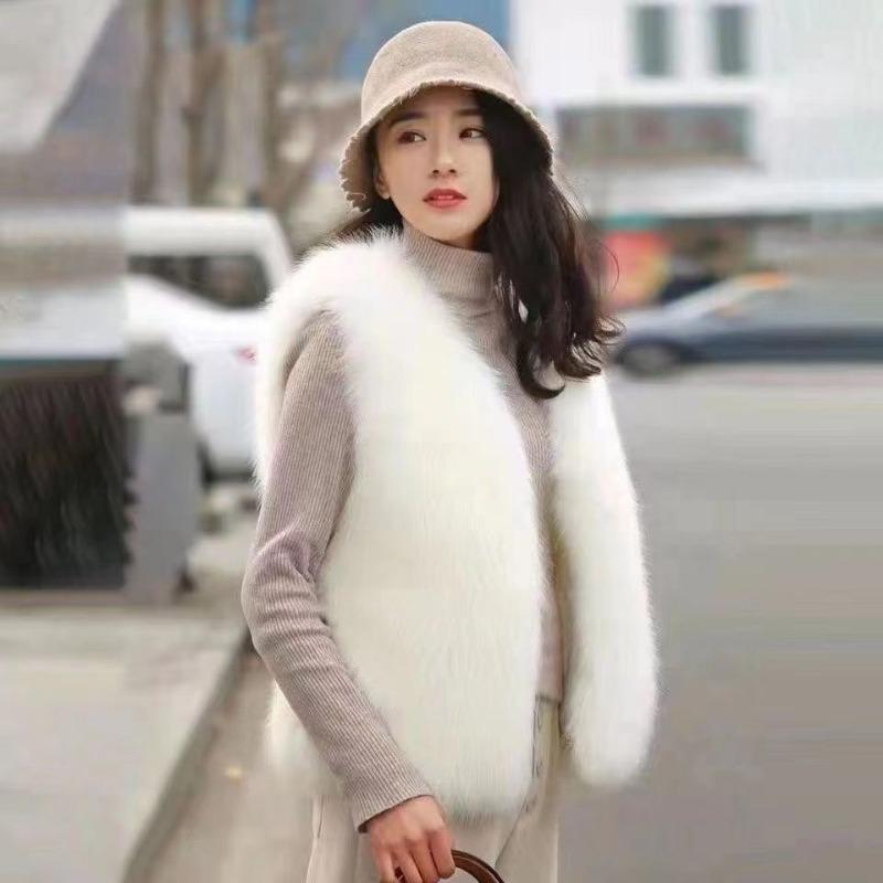 

Утолщенный новый осенне-зимний жилет женский жакет из искусственного меха женский жилет из искусственного кроличьего меха S Thickened thermal vest белый