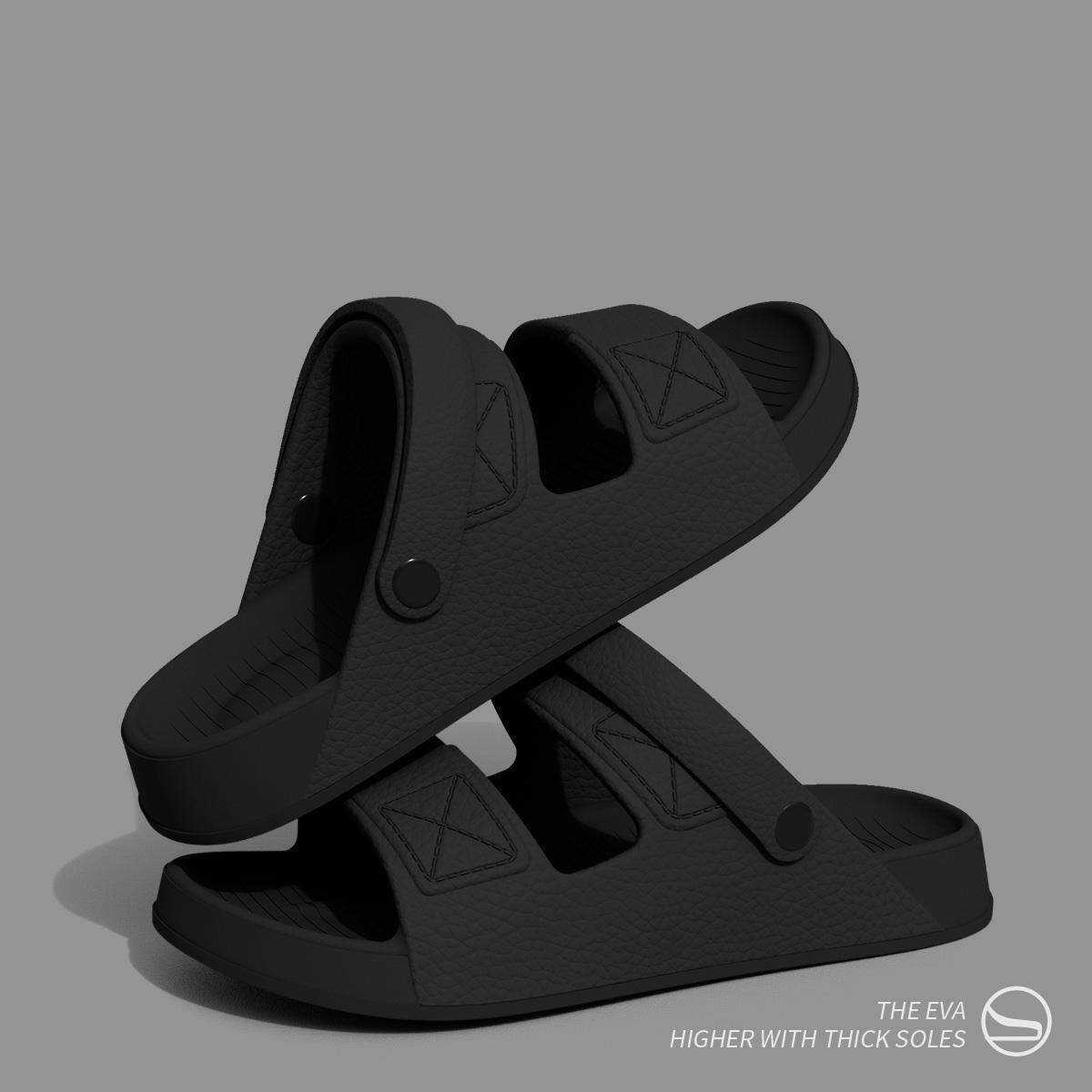 

Модные Shevalues Новые сандалии для мужчин Нескользящая уличная пляжная обувь Мягкая подошва Удобные шлепанцы EVA Легкие мужские тапочки для ванной 42-43 чёрный