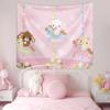 1Pc Kawaii Carousel Bunny Tapestry - Polyester 2D Print Pink Heart & Polka Dot Design, Perfect Wall Decor Gift For Bedroom, Livi