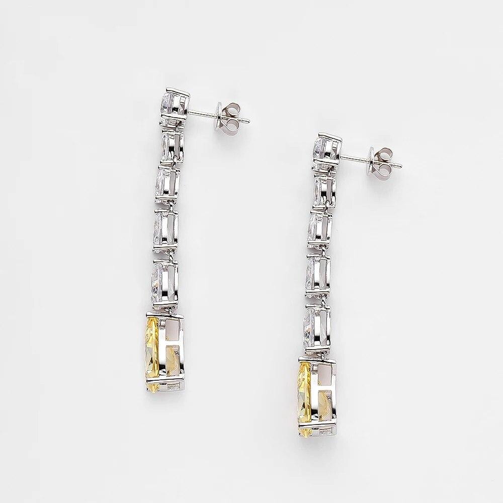 Sterling Silber 100% 925 9*13mm Gelb Wassertropfen High Carbon Diamant Tropfen Ohrringe Für Frauen Funkelnden Feinen schmuck Geschenke