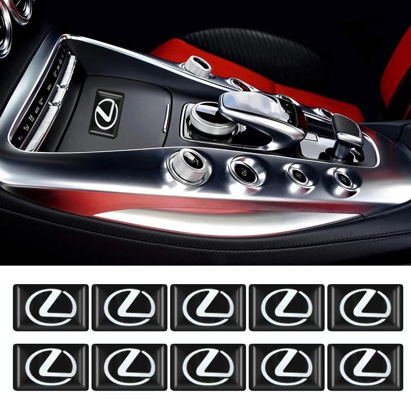 10pcs Car Styling Inner Button Sticker Emblem Badge PVC Crystal Epoxy Adhesive Sticker Refitted Label Interior Decoration