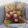 1Pc Protea Flower Bouquet Pillowcase Vibrant Floral Art Print Cushion Cover For Living Room Sofa Chair Home Decor