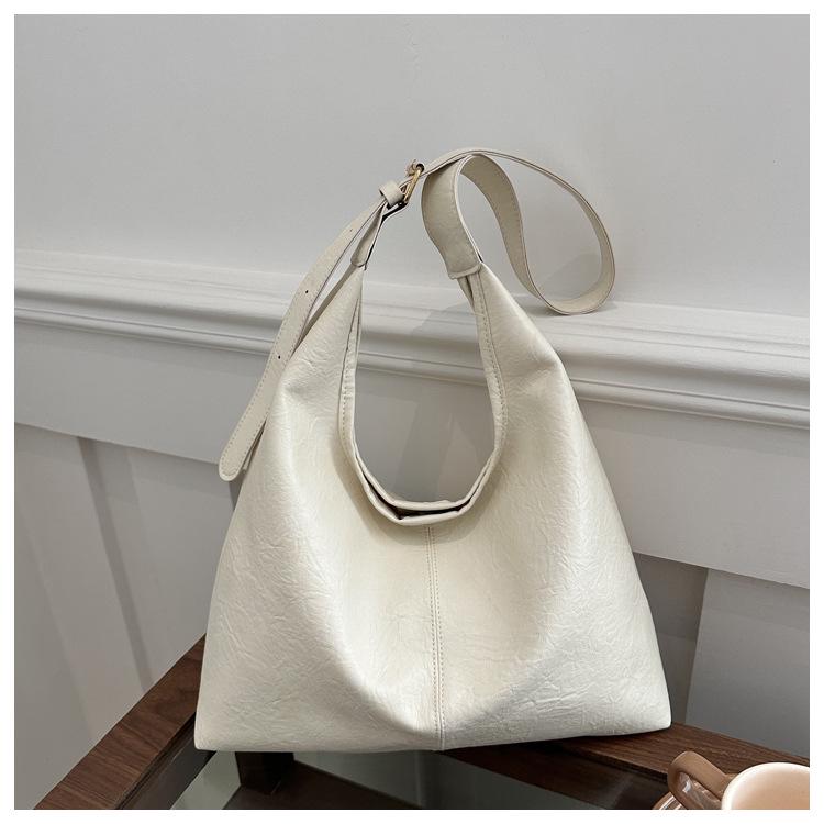 

2024 Ретро Корейский Стиль Большая Вместимость Одноплечевая Сумка Кроссбоди Тоут - Осенне-Зимняя Мода белый