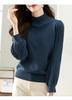 Women's 2026 Autumn/Winter European Style High-Neck Sweater - Elegant Plain Knit