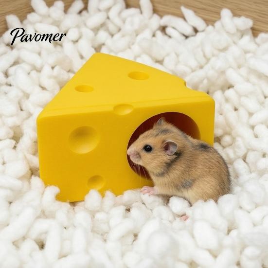 Durable Hamster Burrow Cheese Hideout, Funny Cave House, Small Pet Golden Food Bowl, Cage Accessory for Gerbils, Guinea Pigs Animal Nest