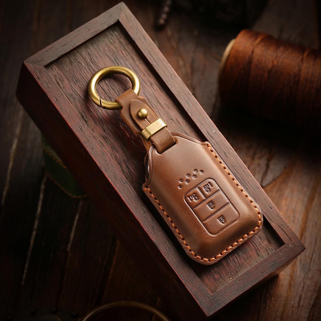 

[Honda] Car Key Cover keychain Cowhide Handmade Suitable for Accord Civic CRV Pilot Odyssey 2 keys чорний