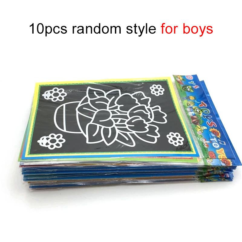 10pcs Children Scratch Painting Colorful Drawing Toys DIY Paper Cartoon Art Supplies Handmade Graffiti Kid Birthday Gifts TMZ