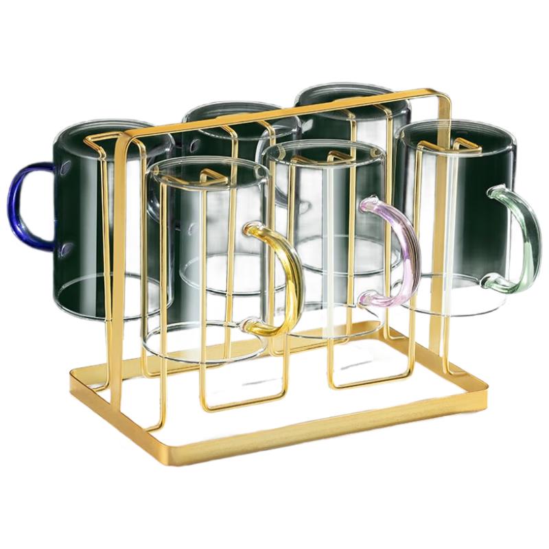 Elegant Glass Drinking Cup Set with Handles