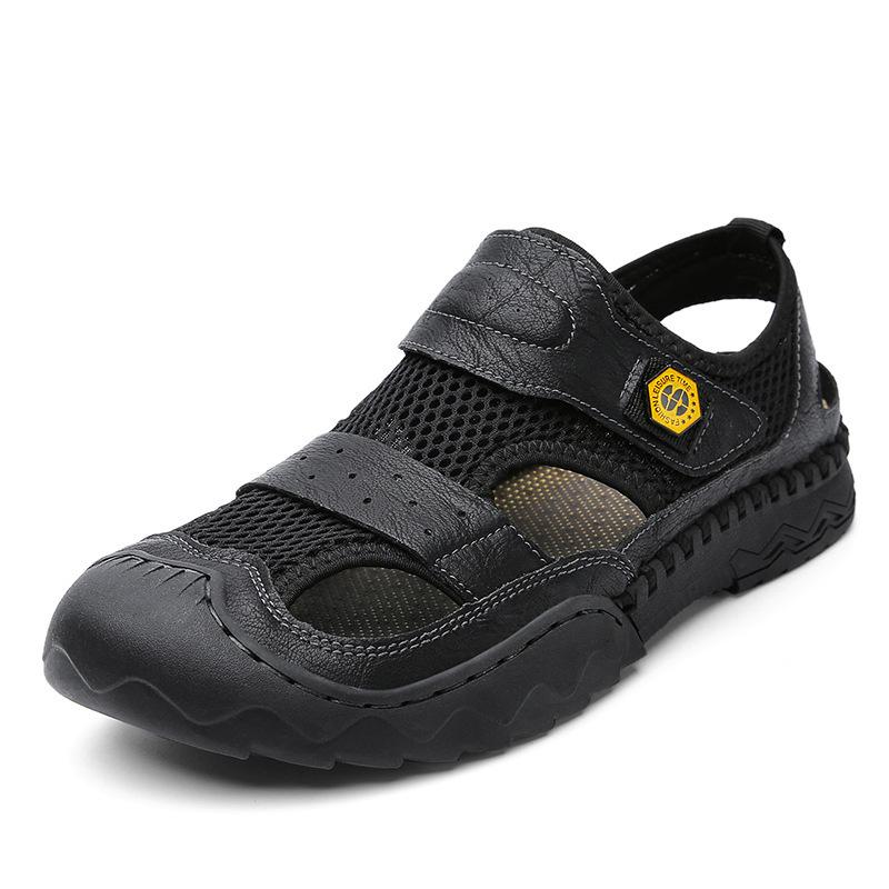 

Большие размеры, летние новые сандалии-мешки, мужская сетчатая повседневная обувь, дышащая сетчатая пляжная обувь 38 чёрный