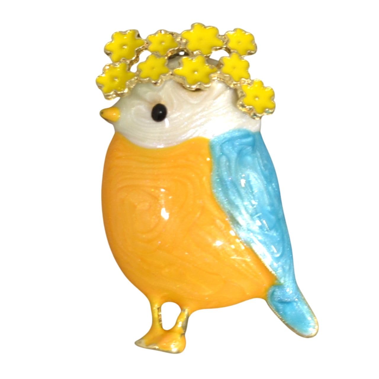 

Brooch Bird Kingfisher Flower Crown Small Bird Jade Blue Bird Large Jewelry Alloy Steel Accessory [SEVEN EBISU] Women s