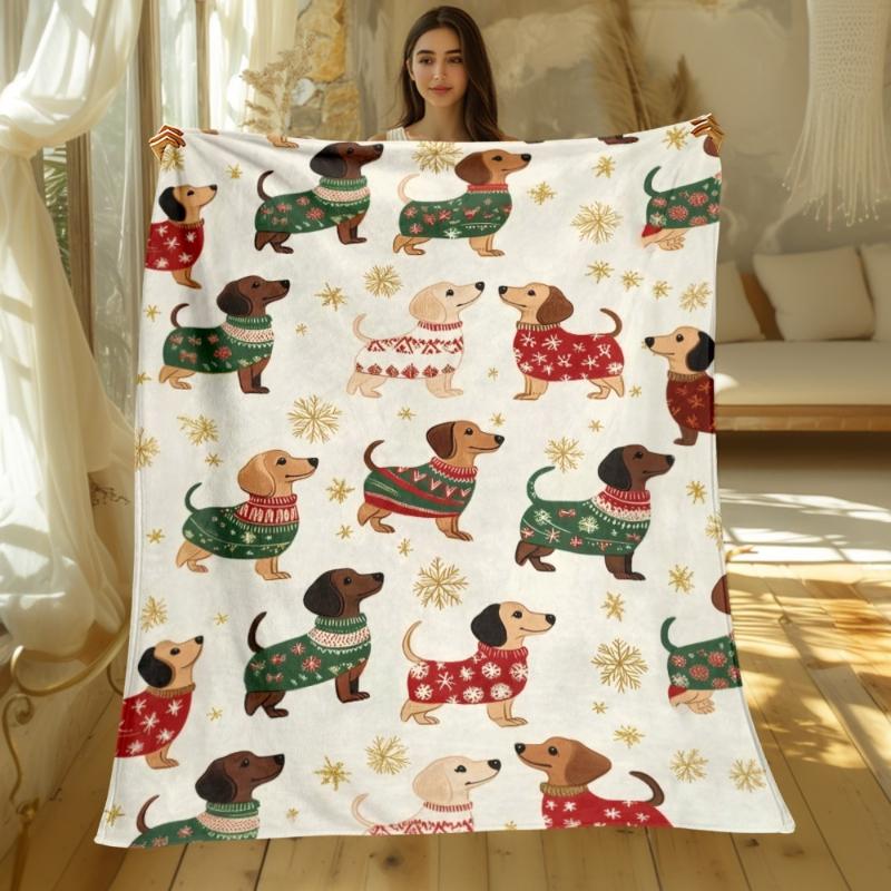Sausage Dog Blanket Lightweight Soft Warm All-Season Throw Blankets for Sofa Bed Travel Camping - Cozy Home Decor Holiday Gift
