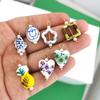 1pc Ceramics Pendant Charm Fish Heart Flower Conch Star Fruits Necklace Stainless Steel Geometric Imitation Pearl