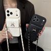 Custodia per Telefono in Pelle PU con Cinturino a Laccio, Disegni Animati, per IPhone Air 17 16E 16 15 14 13 12 11 Pro Max, Portafoglio, Tasca per Carte, Laccio, Cover Morbida
