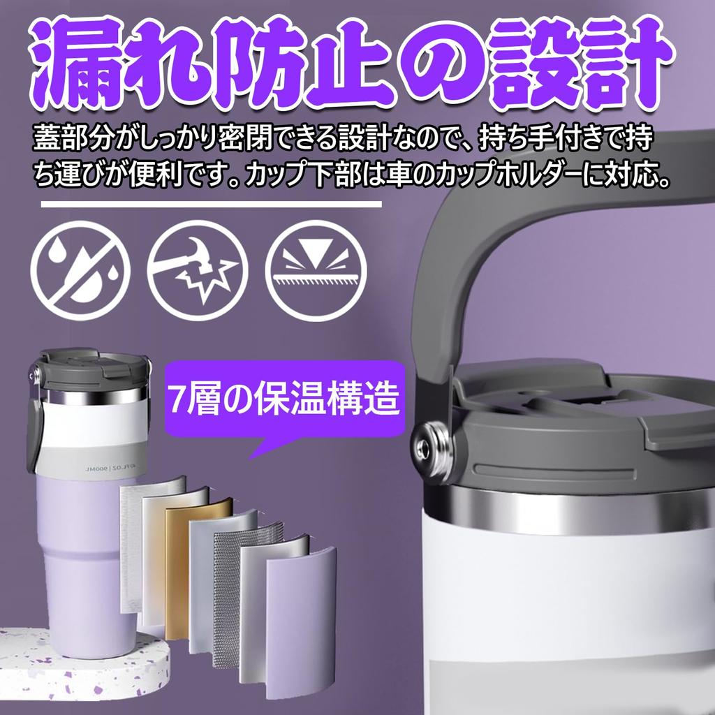 Stainless Steel Tumbler with Large Vacuum Wide Portable for and Travel Straw, Lid, Insulated, Handle, Capacity, Insulated, Double-Walled Wall, Mouth,