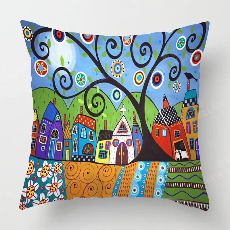 Home Living Room Decoration Cushion Covers Vintage Oil Painting Style Throw Pillow Cover45*45 Pillowcase 40x40cm 50x50 45x45
