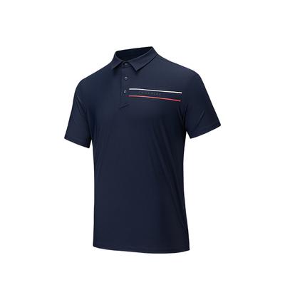 Comfortable Simple Versatile Striped Breathable Short Sleeve Polo Shirt Men Tops Midnight-Blue 152537123-3