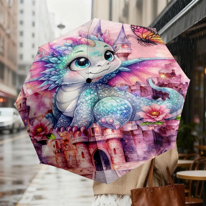 1pc Dragon Fantasy Pattern Umbrella Design Automatic Opening and Closing Umbrella, High-quality Travel Umbrella,  c1128227