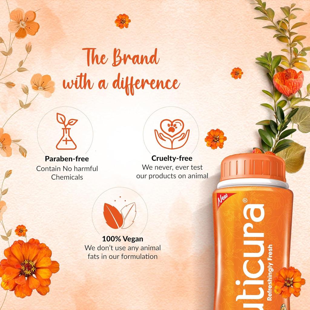 Cuticura Original Bloom Talcum Powder With Sunscreen 400g Pack Of 2 | Odour Control | Long Lasting Fragrance | Vegan Cruelty-Free Talc