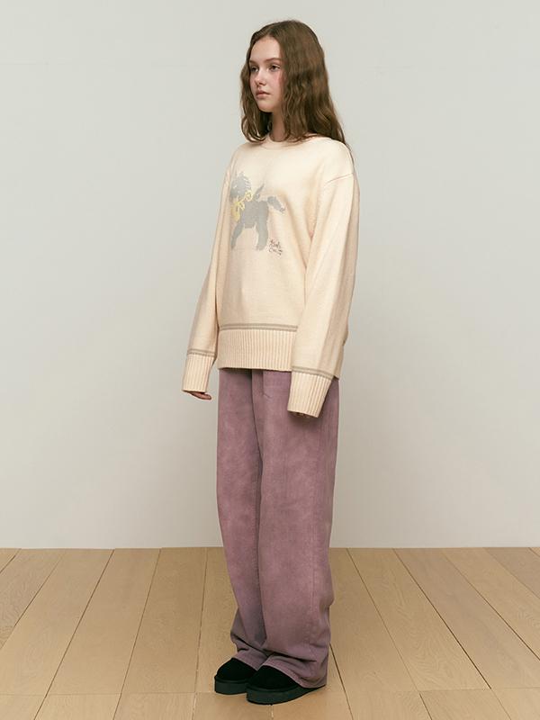 KIRSH Cherry Unicorn Jacquard Knit [Ivory]