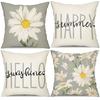 Small Daisy Flower Pillowcase New Striped Linen Home Fabric Sofa Pillowcase Light Luxury
