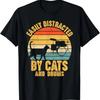 Easily Distracted by Cats and Drums Music Funny Drummer T-Shirt
