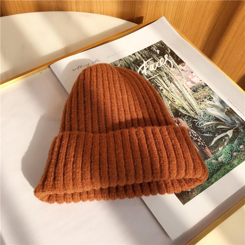 Hat Women's Autumn and Winter Versatile Solid Color Casual Student Knitted Wool Hat New Thermal Hat